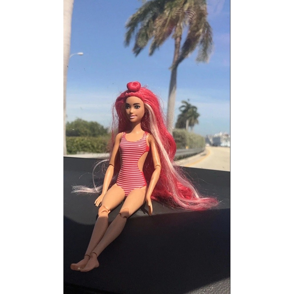 Barbie Pop Reveal Fruit Series Doll Red Hair Swimsuit Made To Move Watermelon - Picture 3 of 7
